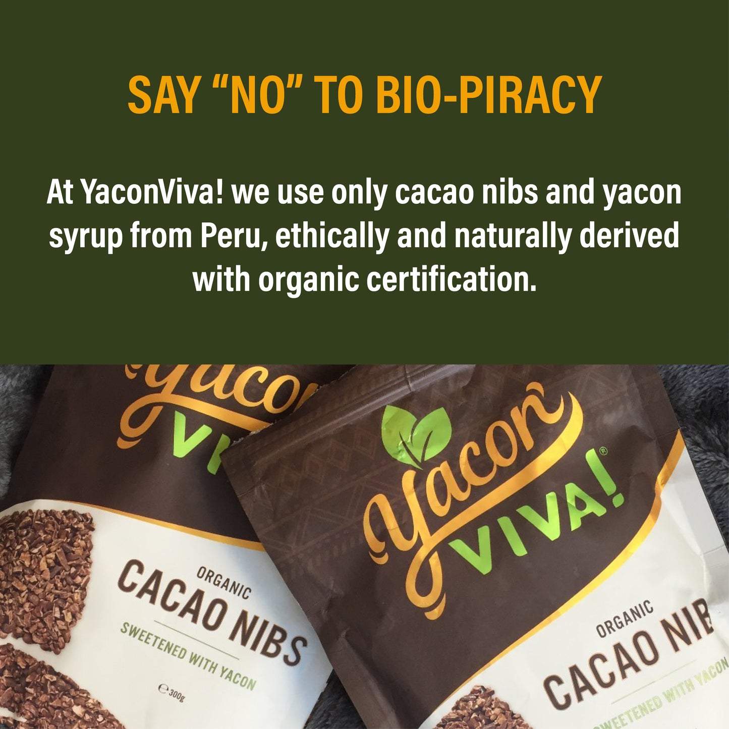YaconViva! Organic Cacao Nibs Sweetened with Yacon - 300g